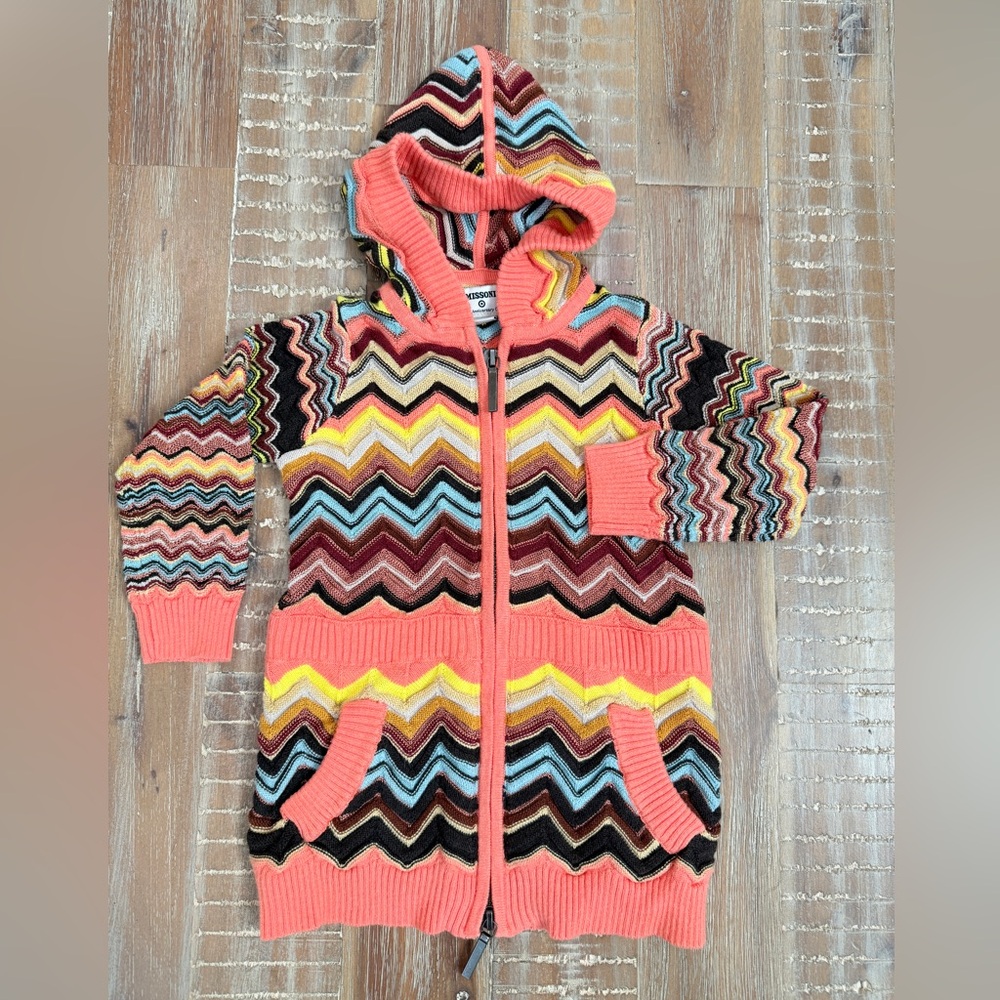 Missoni knit full zip hoodie toddler baby sweater dress 18m